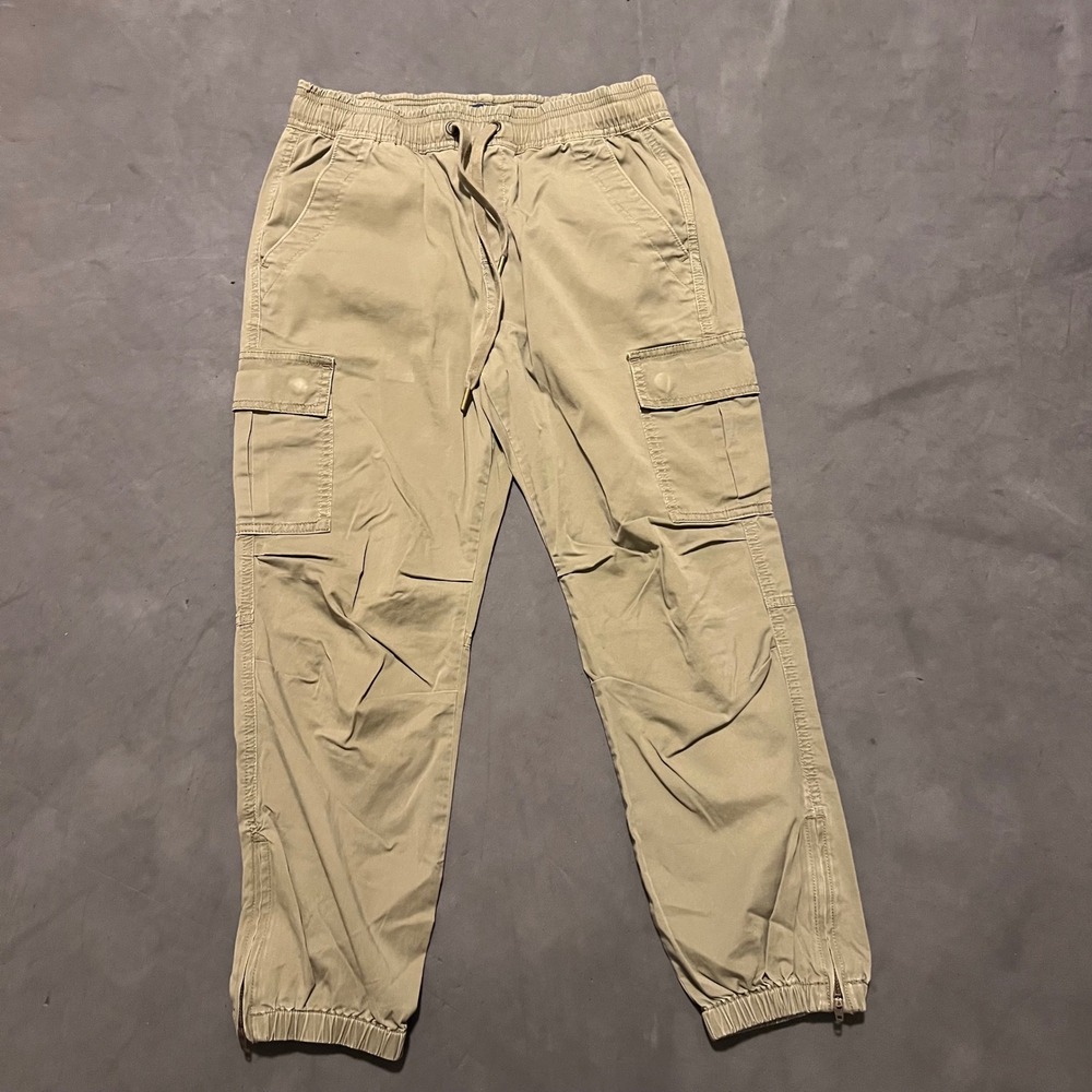 Polo Ralph‎ Lauren Pants Mens XS Green Cargo Jogger Elastic Waist Zip Hem